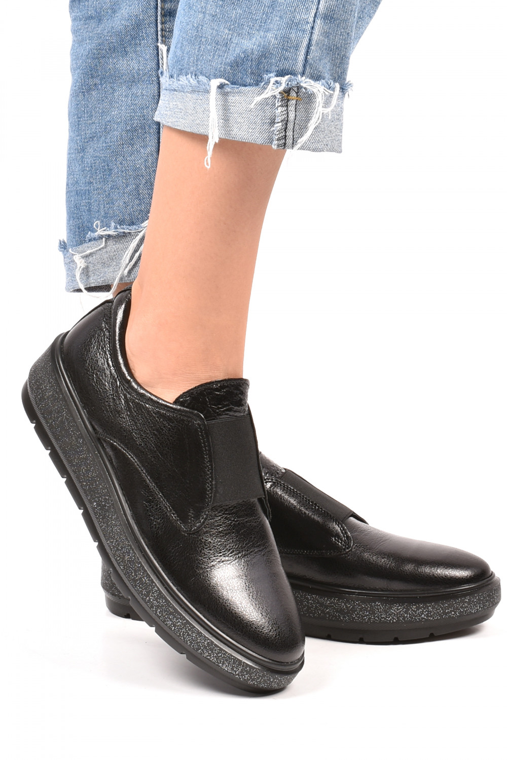 PANTOFI NEGRI PIELE NATURALA 1PC92658ELS