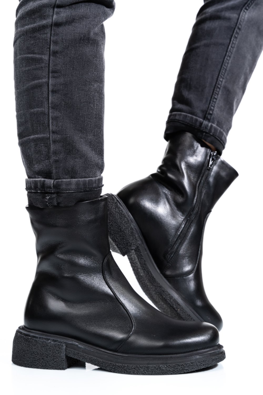 GHETE DAMA IMBLANITE PIELE NATURALA BLACK 4S7724