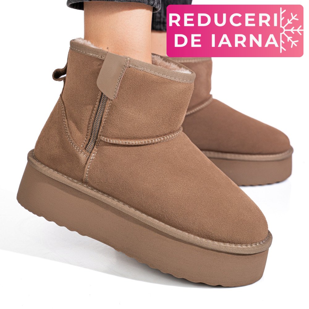 CIZME BEJ PIELE NATURALA INTOARSA 1S77252