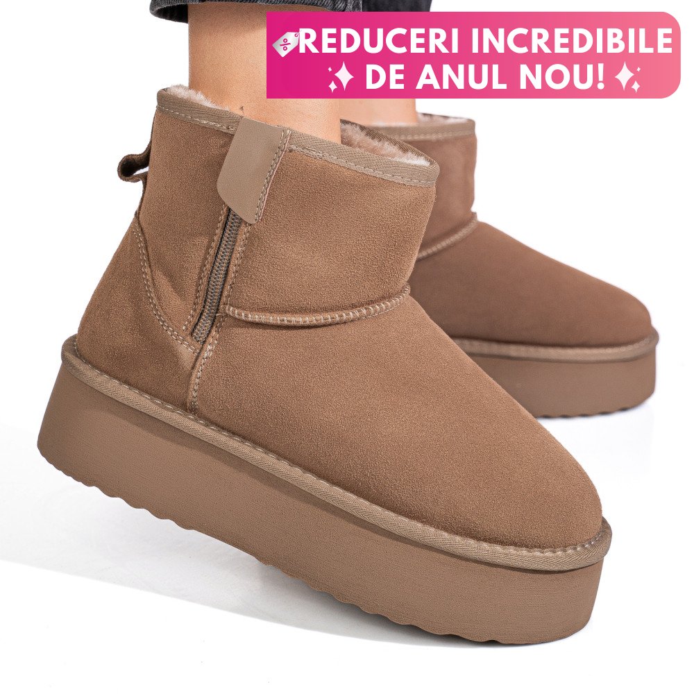 CIZME BEJ PIELE NATURALA INTOARSA 1S77252