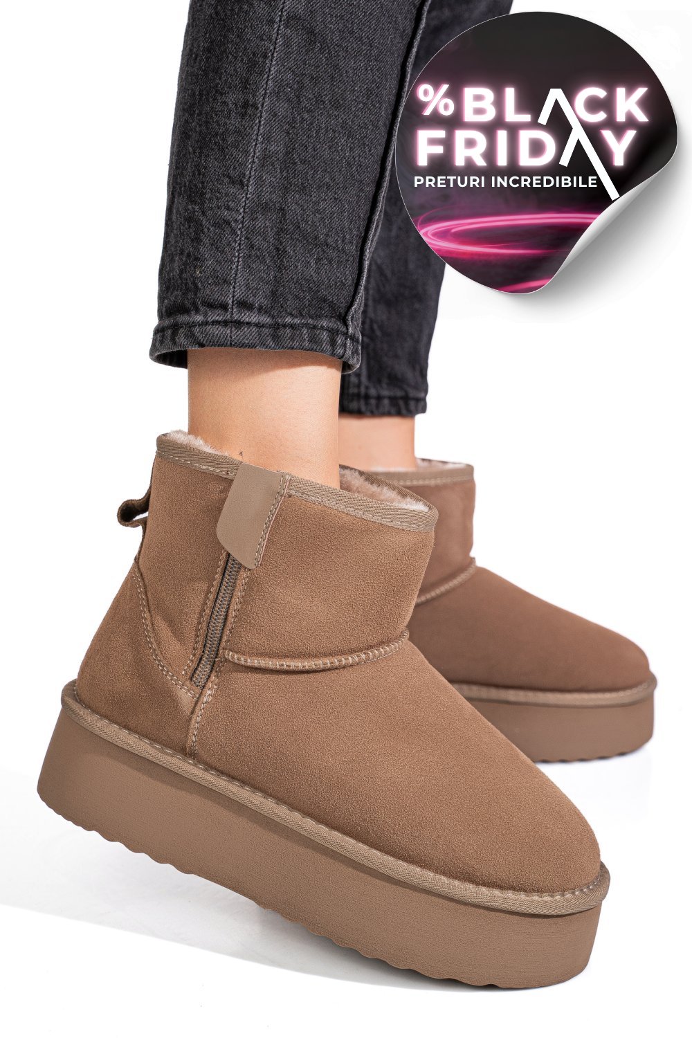 CIZME BEJ PIELE NATURALA INTOARSA 1S77252