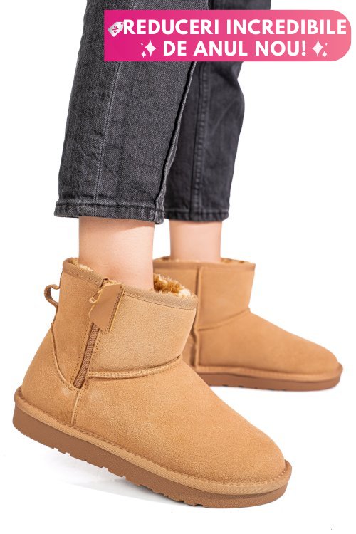 Ghete dama imblanite piele naturala intoarsa maro 1s77202