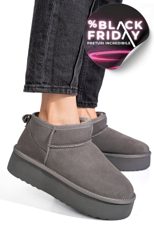 Cizme gri piele naturala intoarsa 1s77250