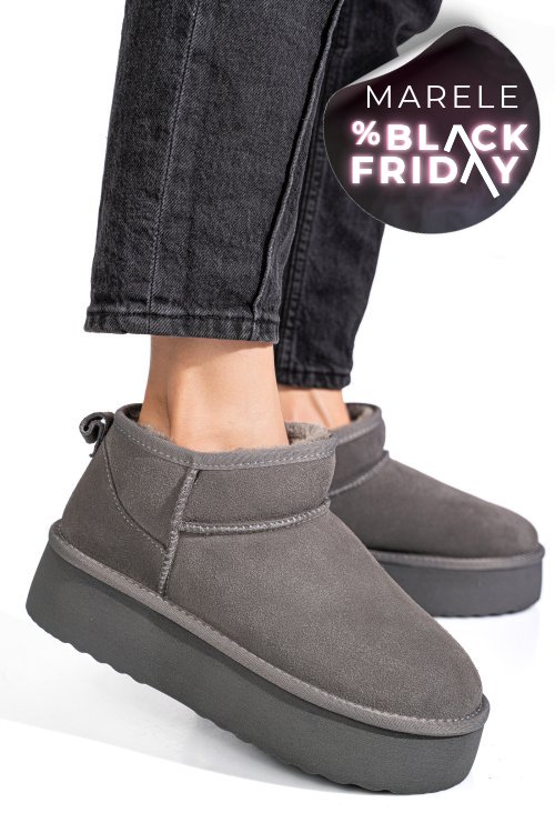 Cizme gri piele naturala intoarsa 1s77250