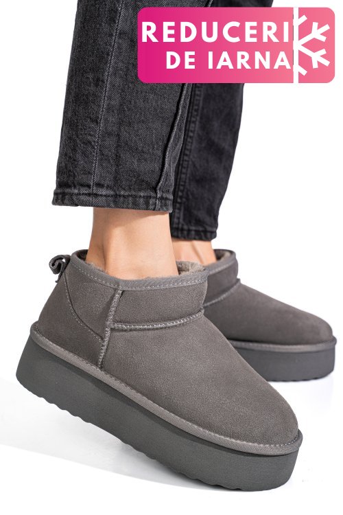 Cizme gri piele naturala intoarsa 1s77250