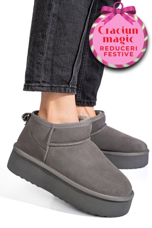 Cizme gri piele naturala intoarsa 1s77250