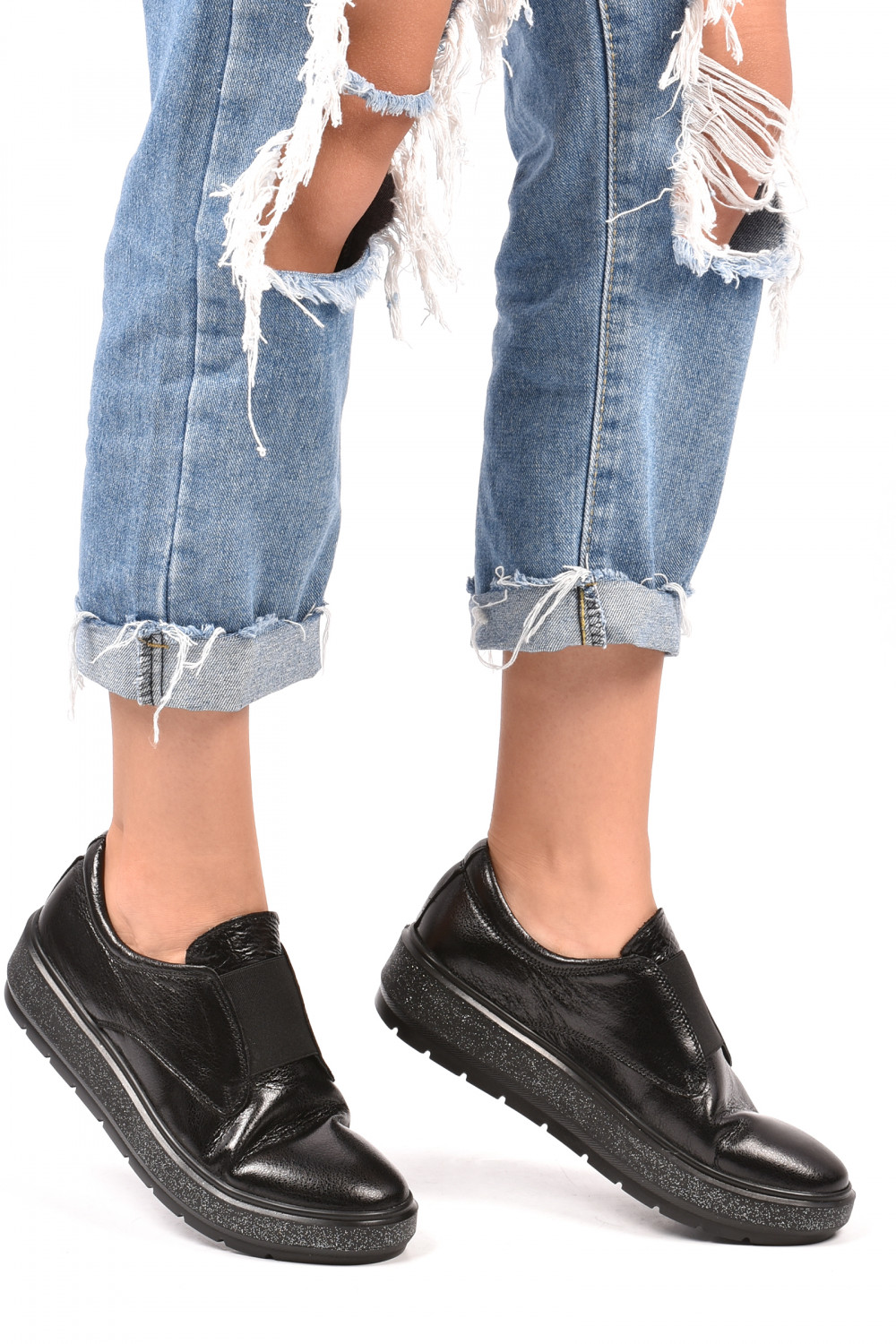 PANTOFI NEGRI PIELE NATURALA 1PC92658ELS