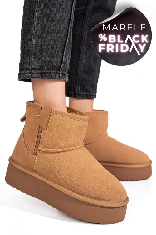 Cizme maro piele naturala intoarsa 1s77252