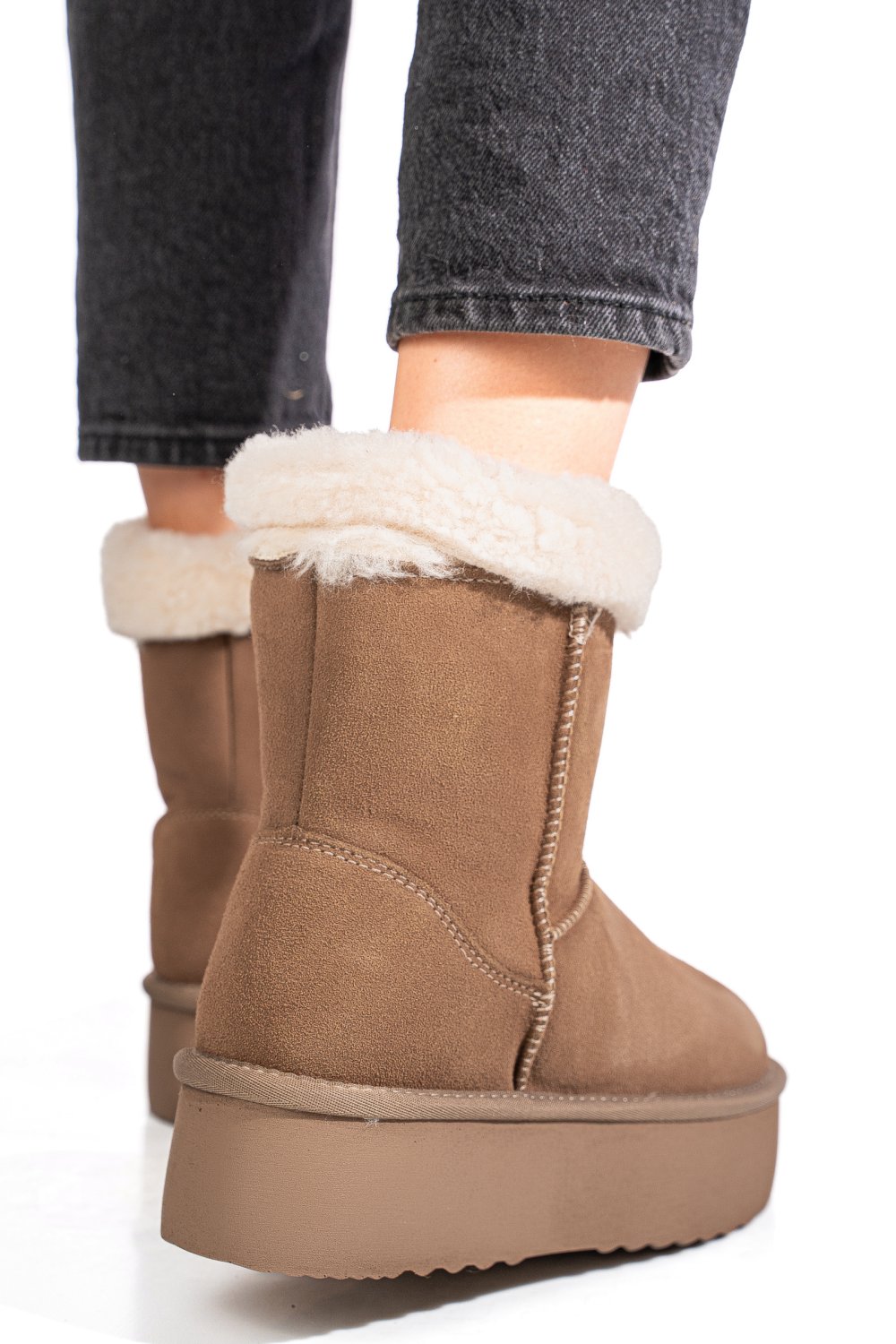 CIZME BEJ PIELE NATURALA INTOARSA 1S77271