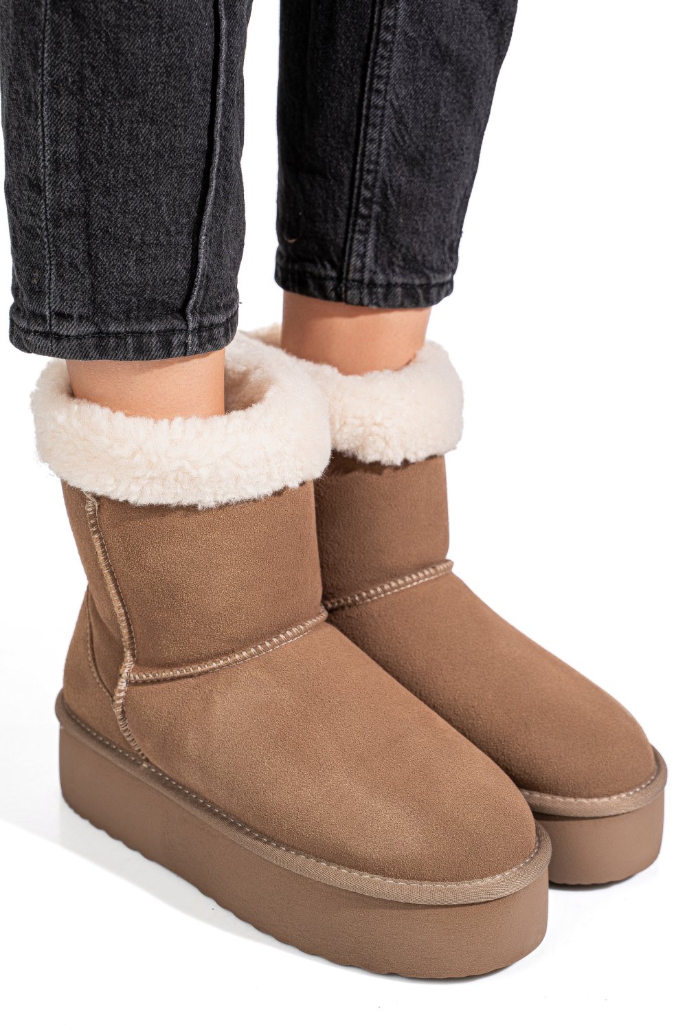 CIZME BEJ PIELE NATURALA INTOARSA 1S77271