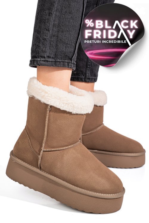 Cizme bej piele naturala intoarsa 1s77271