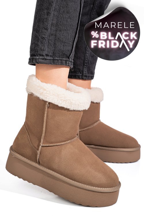 Cizme bej piele naturala intoarsa 1s77271