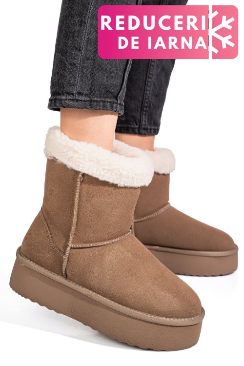 Cizme bej piele naturala intoarsa 1s77271