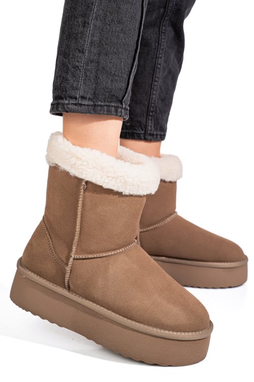 Cizme bej piele naturala intoarsa 1s77271