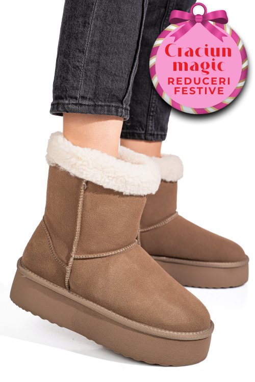 Cizme bej piele naturala intoarsa 1s77271