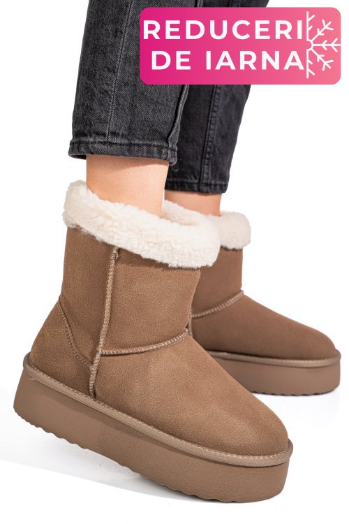 Cizme bej piele naturala intoarsa 1s77271