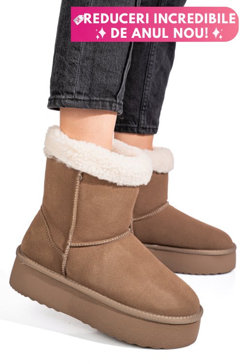 Cizme bej piele naturala intoarsa 1s77271