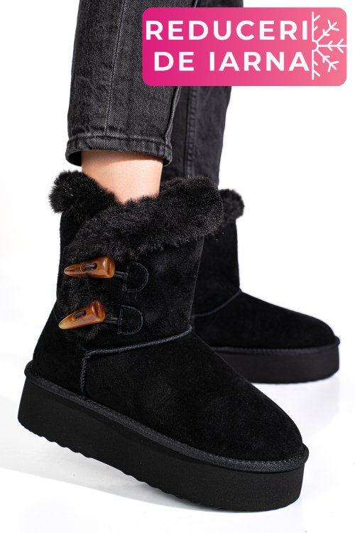 Cizme negre piele naturala intoarsa 1s77279