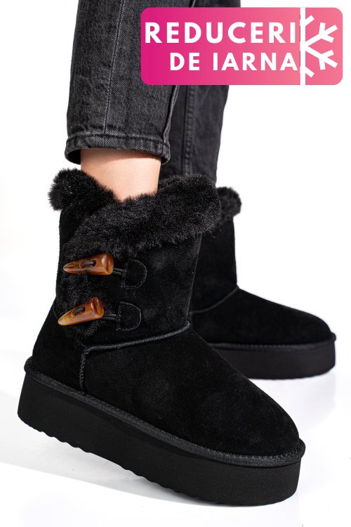 Cizme negre piele naturala intoarsa 1s77279