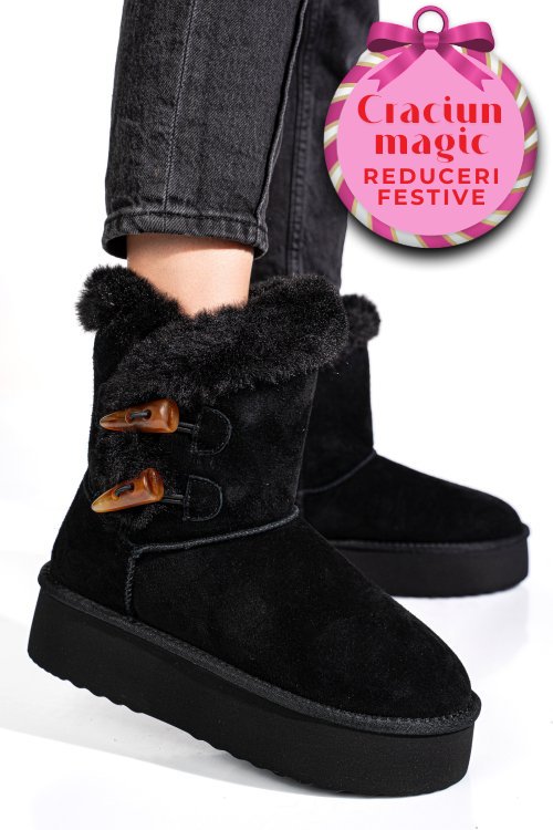 Cizme negre piele naturala intoarsa 1s77279