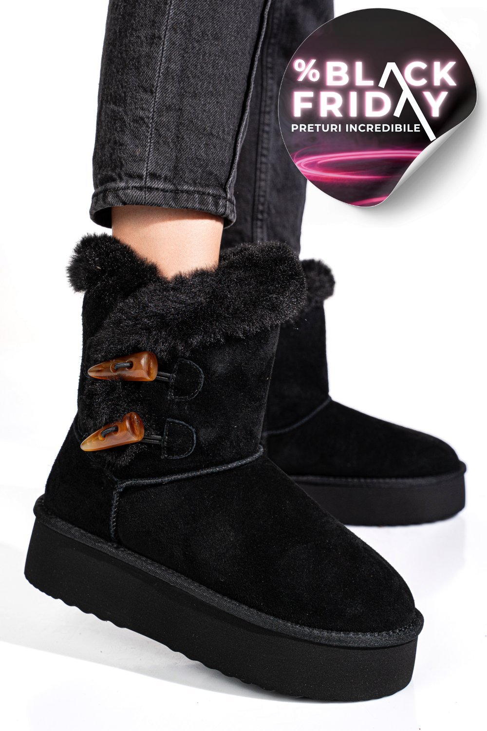 CIZME NEGRE PIELE NATURALA INTOARSA 1S77279