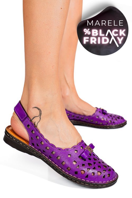 Sandale mov piele naturala 1pc946