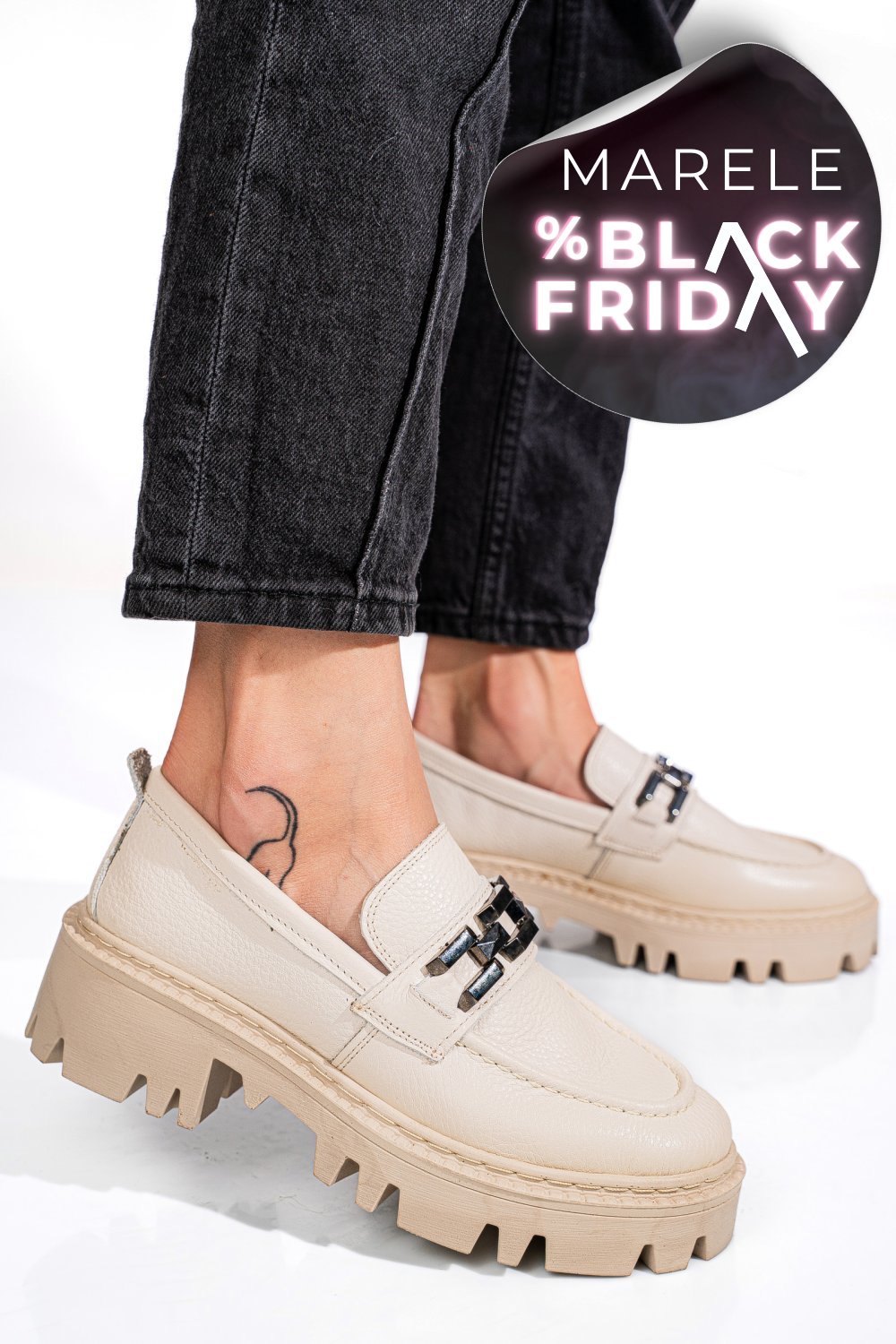 MOCASINI CREM PIELE NATURALA IPCBM018B