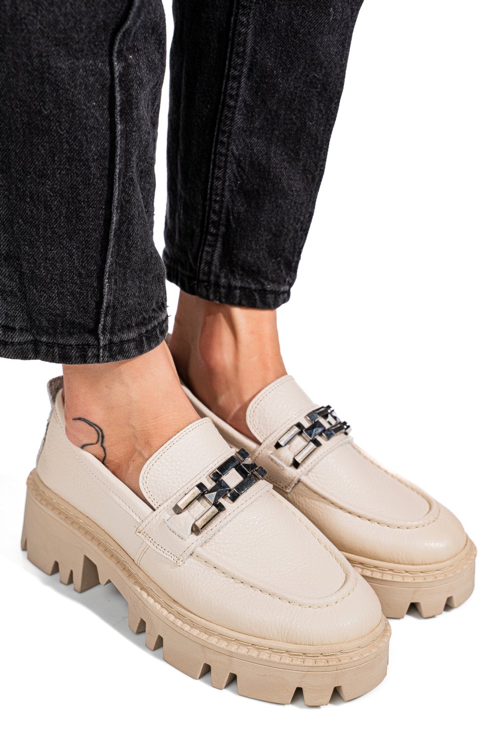 MOCASINI CREM PIELE NATURALA IPCBM018B