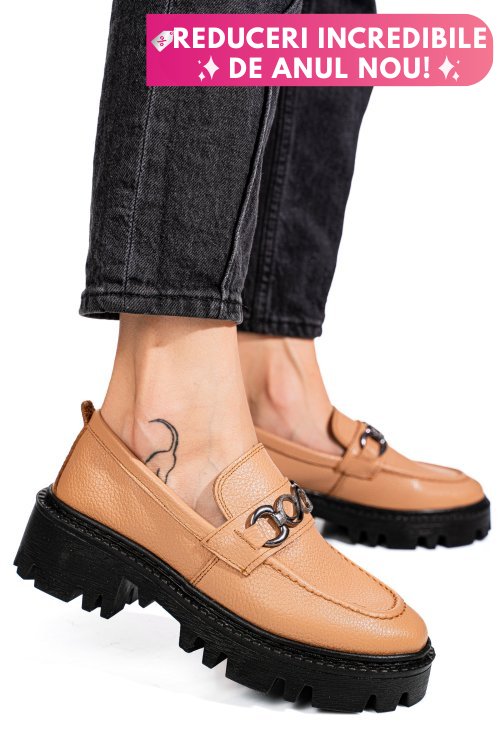 Mocasini nude piele naturala ipcbm007