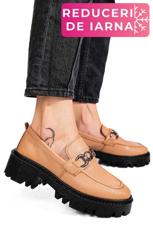 Mocasini nude piele naturala ipcbm007