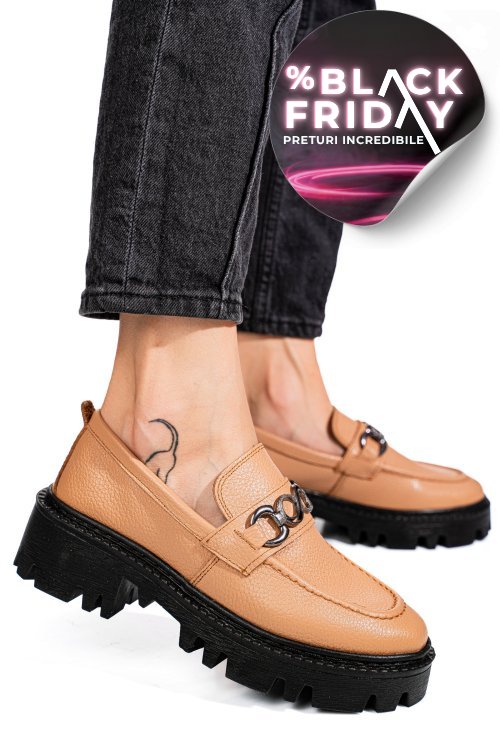 Mocasini nude piele naturala ipcbm007