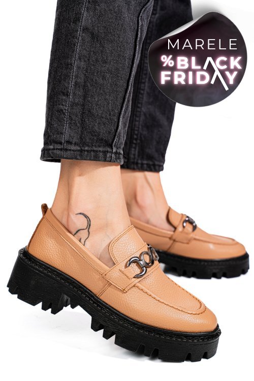 Mocasini nude piele naturala ipcbm007