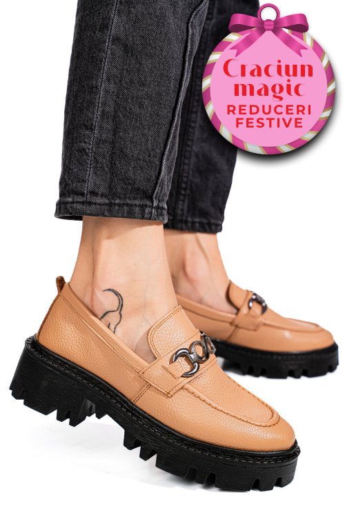 Mocasini nude piele naturala ipcbm007
