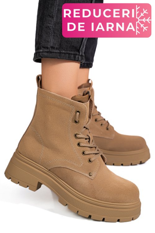 Ghete bej piele naturala intoarsa gpcdtl58