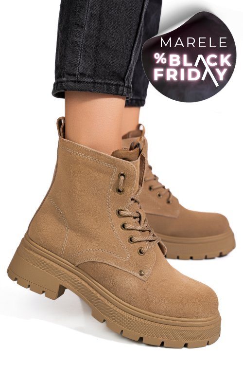 Ghete bej piele naturala intoarsa gpcdtl58