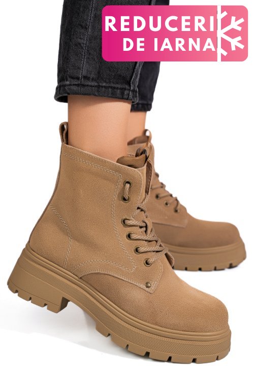 Ghete bej piele naturala intoarsa gpcdtl58