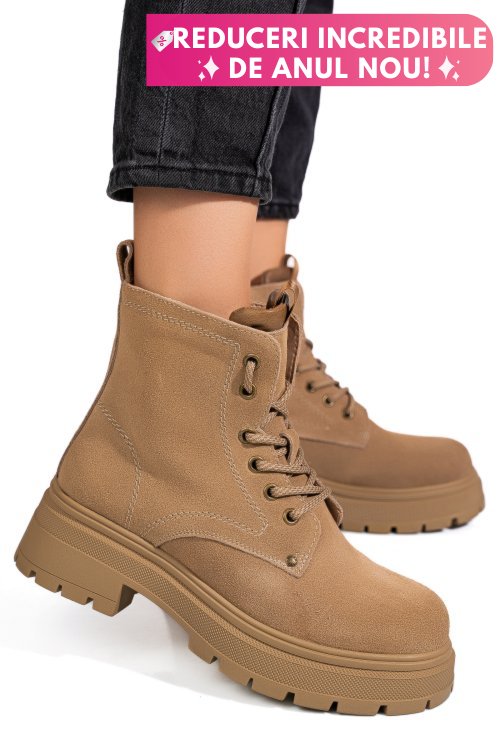 Ghete bej piele naturala intoarsa gpcdtl58