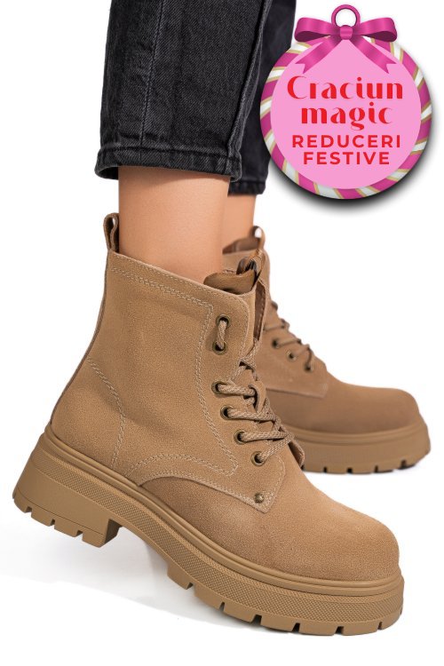 Ghete bej piele naturala intoarsa gpcdtl58