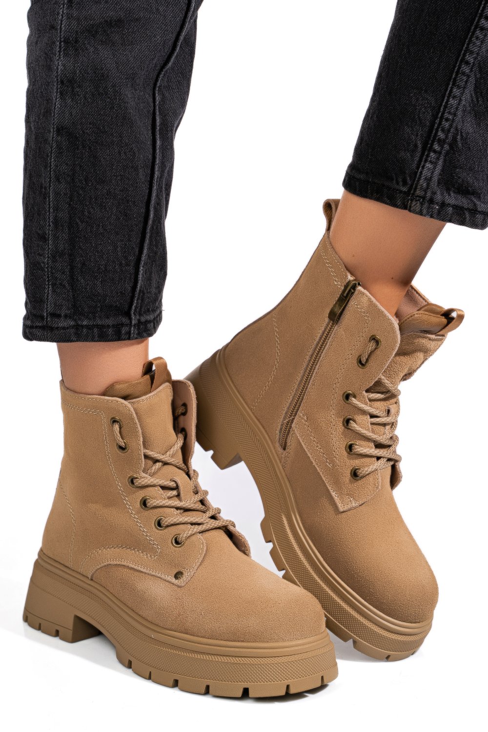 GHETE BEJ PIELE NATURALA INTOARSA GPCDTL58