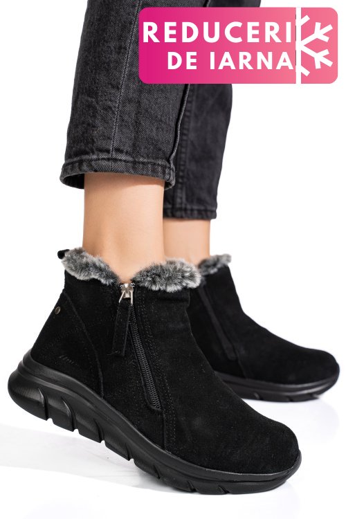 Ghete negre piele naturala intoarsa 2sp403