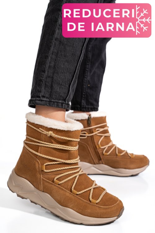 Ghete camel piele naturala intoarsa 2sp404