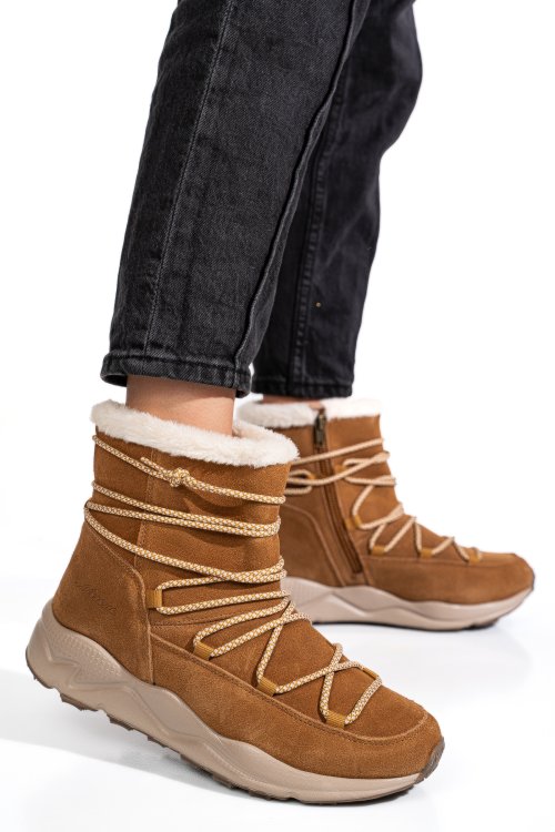 Ghete camel piele naturala intoarsa 2sp404