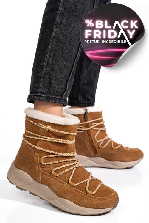 Ghete camel piele naturala intoarsa 2sp404