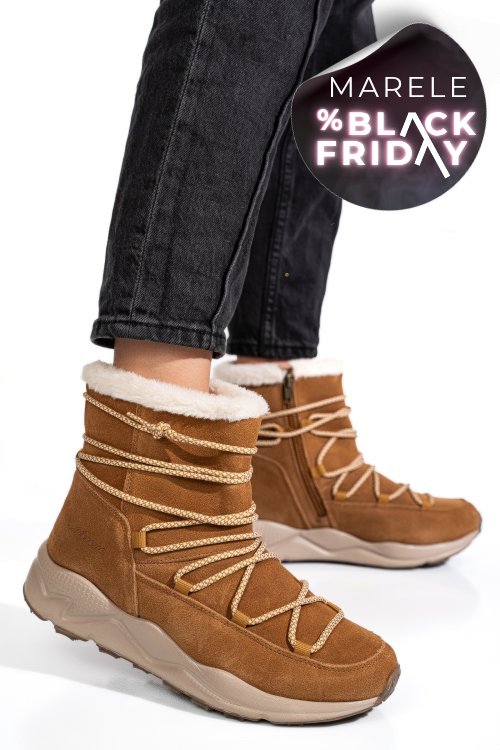 Ghete camel piele naturala intoarsa 2sp404