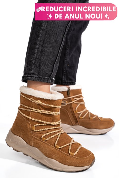 Ghete camel piele naturala intoarsa 2sp404