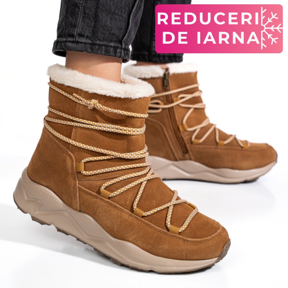 GHETE CAMEL PIELE NATURALA INTOARSA 2SP404