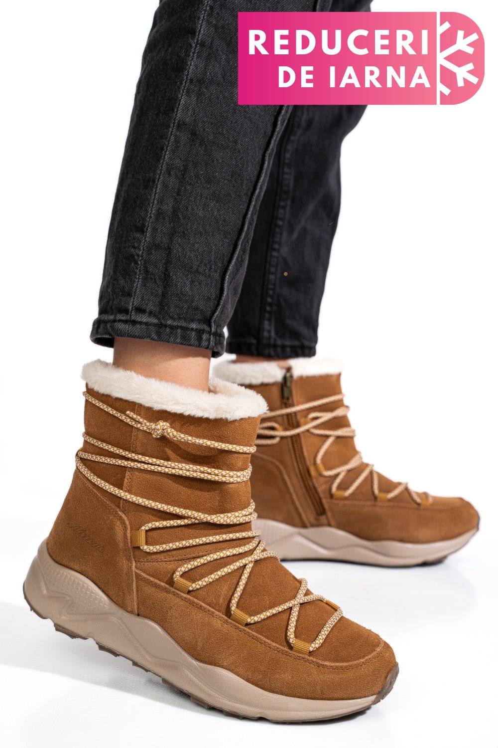 GHETE CAMEL PIELE NATURALA INTOARSA 2SP404