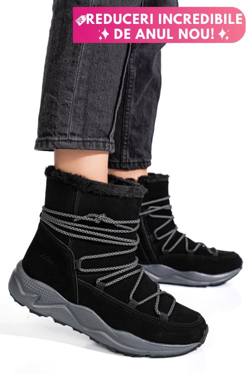 Ghete negre piele naturala intoarsa 2sp404