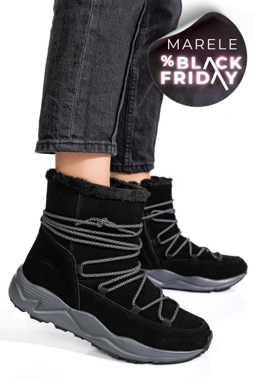 Ghete negre piele naturala intoarsa 2sp404