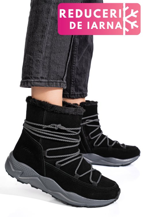 Ghete negre piele naturala intoarsa 2sp404